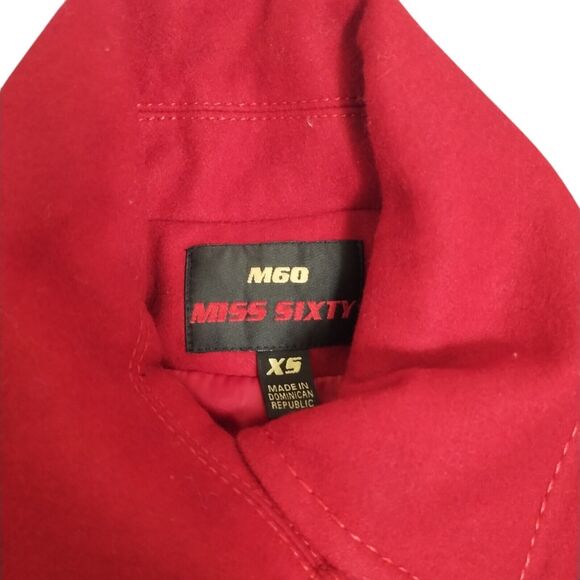 M60 MISS SIXTY Burgundy Pea Coat, 60% Wool / 30% Poly / 10% Rayon, Extra Small - Picture 2 of 16